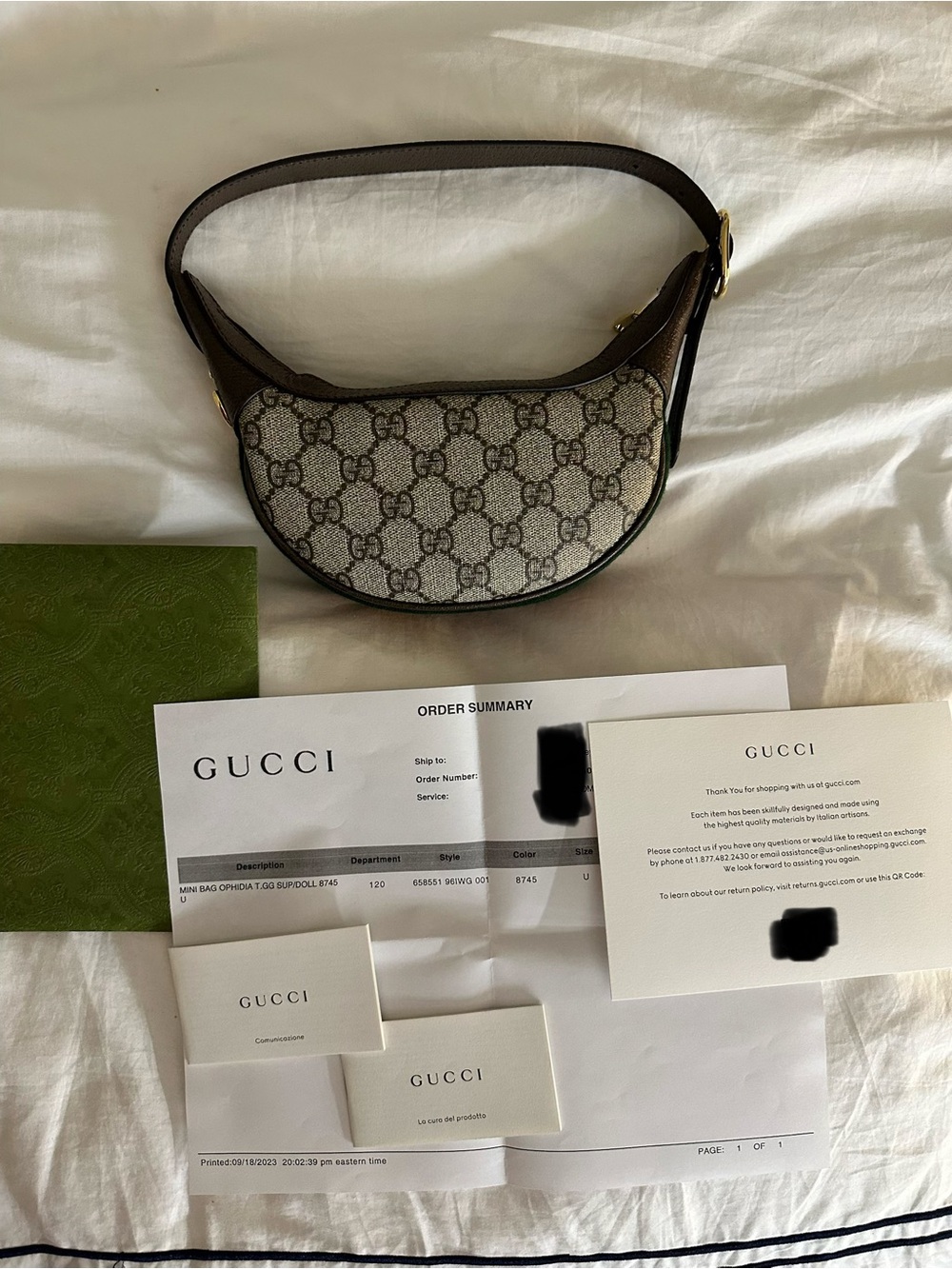 Gucci GG Ophidia Mini  Canvas Bag in Brown and Beige - Picture 7 of 8